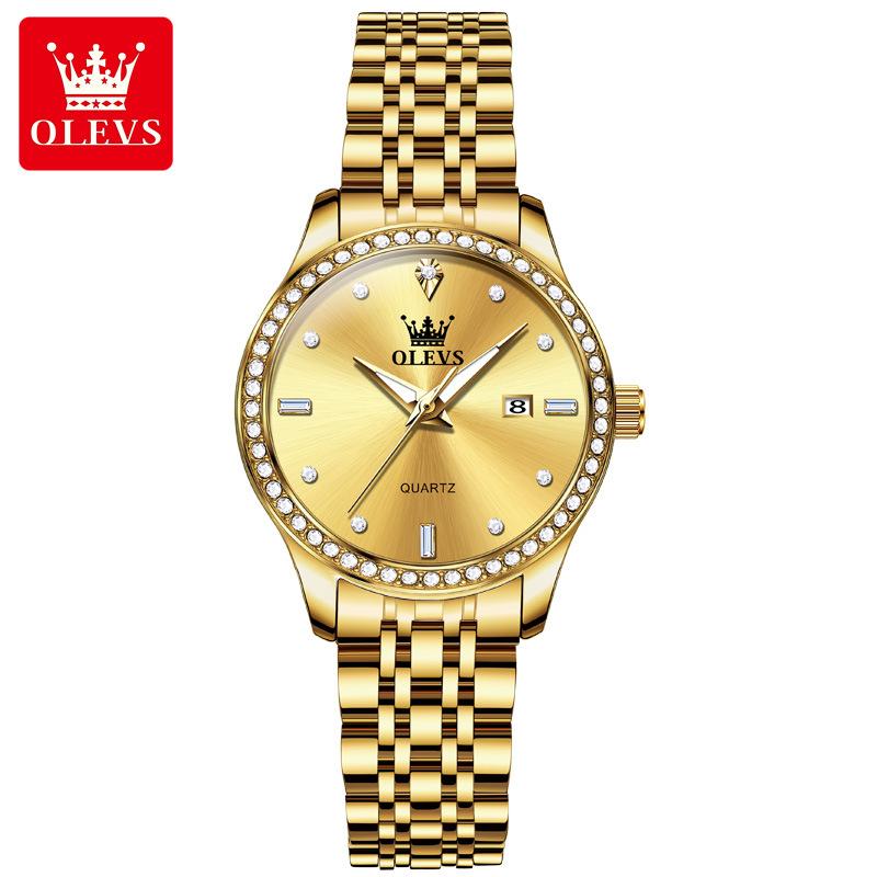 

OLEVS Luxury Waterproof Quartz Watch For Women Date Diamond Stainless Steel Ladies Hand Clock Luminous Original Woman Watch золотий