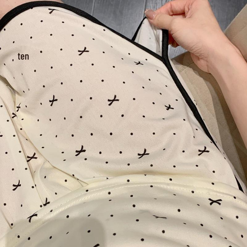Women's Cartoon Camisole Tank Top Pajamas Set with Chest Pads - Summer Home Wear for Girls with Shorts