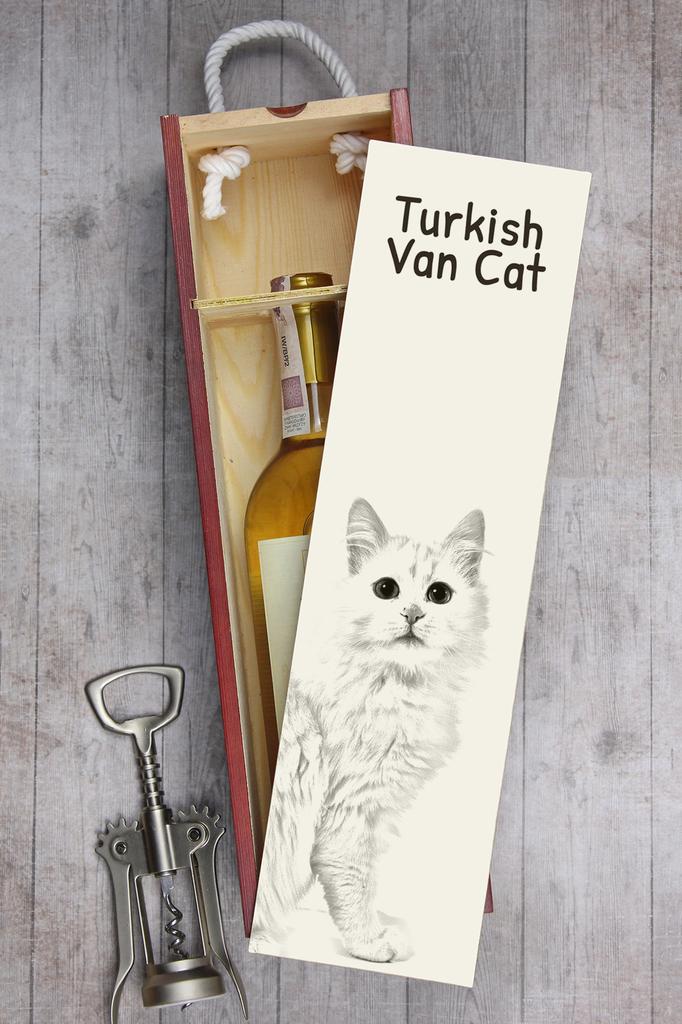 Turkish Van - Wine Box with a Cat, Alcohol Box with Graphics, Personalized Gift Box from the Art-Dog Brand