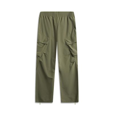 Li Ning CF Suo Solid Color Comfortable Breathable Outdoor Water-Resistant Straight Casual Pants Men Bottoms Military-Green AYKU717-8