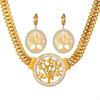 Stainless Steel Thick Chain  Necklace Earrings Life Tree Pendant Hip-hop Women's Jewelry Set,Birthday Gifs