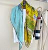 Pastoral Oil Painting Series Yellow-Green Silk Gifts Silk Silk Scarves Mulberry Silk Travel Shawl Scarf Dual-Purpose