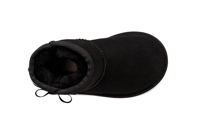 UGG Classic Heritage Entry Cow Split Leather Fleece Lined Snow Boots Kids' Boots Black Children Aged 3 7 Years Old 1118888T-BLK