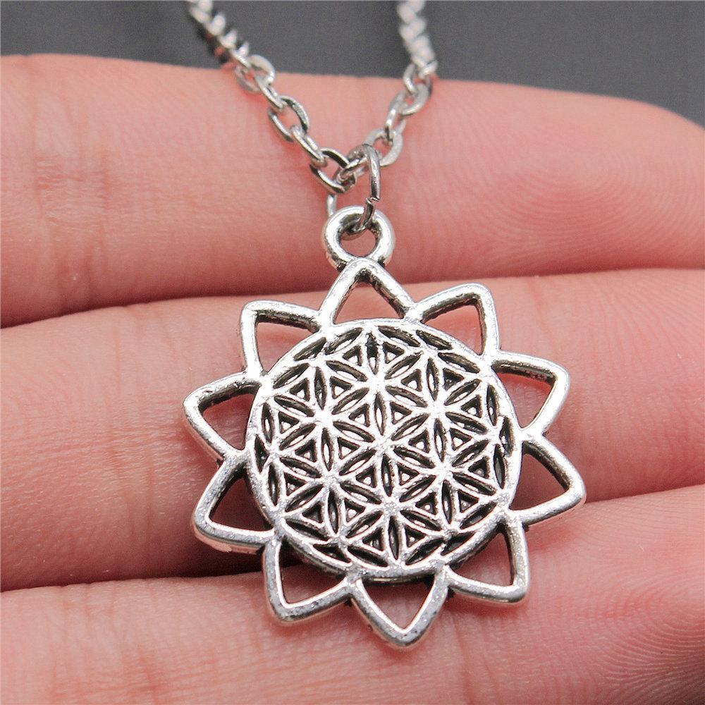 Tree of Life Floral Mandala Pendant Antique Bronze Metal Bridesmaid Choker Necklace Trendy Gift