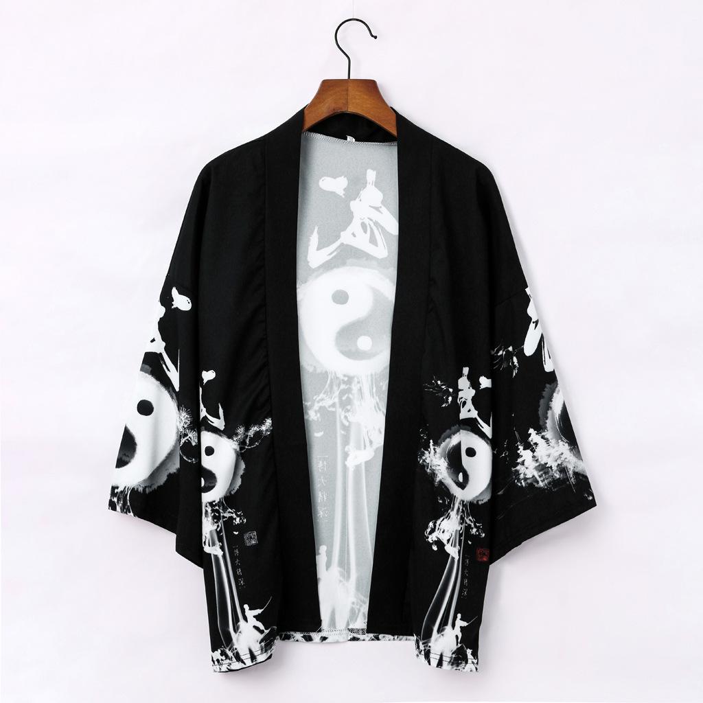 Sommer Herren Haori Cardigan Kimono Shirt Samurai Japanische Kleidung Roben Lose Jacke Streetwear