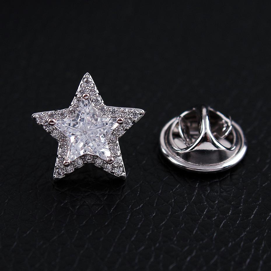 Elegant Star Crystal Lapel Pin for Men and Women - Micro-Paved Zircon Collar Accessory