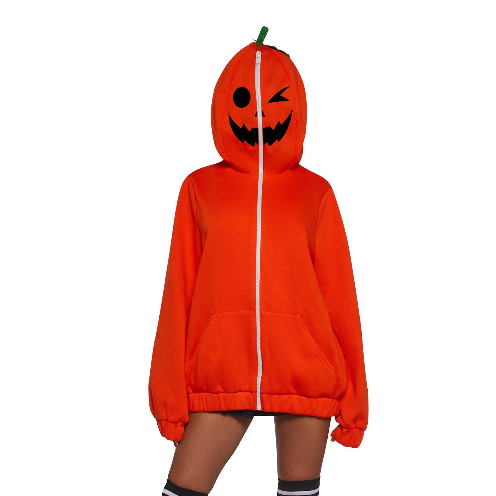 Women s Halloween Pumpkin Print Long Sleeve Sweatshirt for Casual Daily Wear S