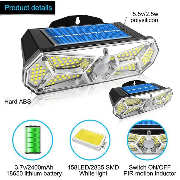 126SMD Outdoor Solar Lights Motion Sensor Security Light with 3 Lighting Modes, 5 Lighting Sides, 270°Wide Angle