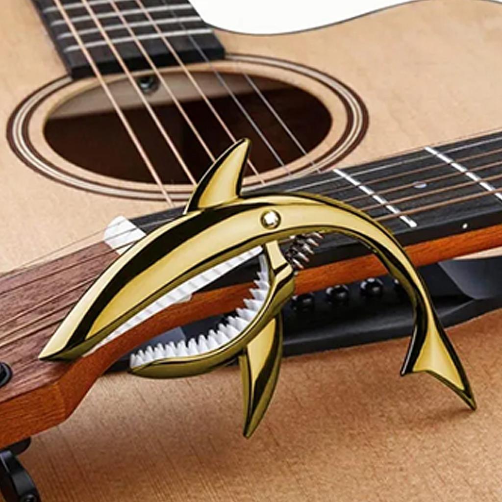 Shark Capo Zinc Alloy Tone Clip Elastic Soft for Acoustic Guitar Ukulele Mandolin Banjo Gold