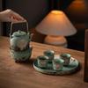 Vintage Kiln-Glazed Ceramic Lotus Pod Teapot Set, Chinese Gongfu Tea Set for Home & Tea Ceremony