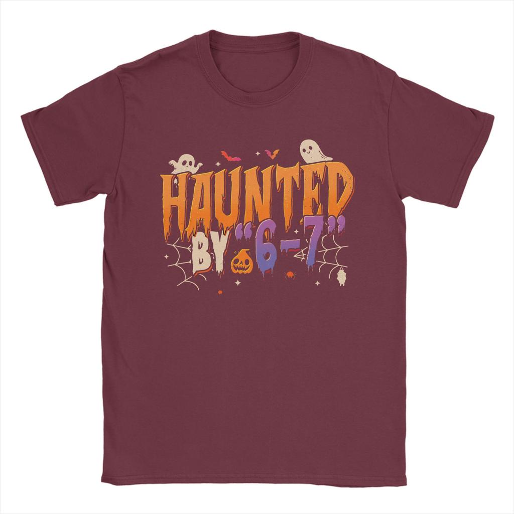 Men's Haunted by 6-7 T Shirts Halloween 2025 Pure Cotton Clothes Hipster Short Sleeve Crew Neck Tees Printed T-Shirts