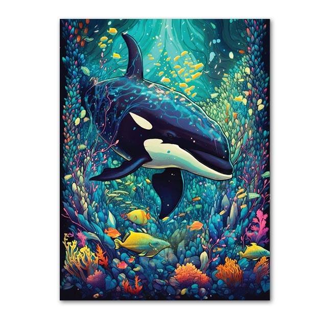 Abstract Modern Art Wall Poster Sea Turtle Jellyfish Dolphin Shark Animal Morden Sea Print Home Decor Canvas Painting Picture