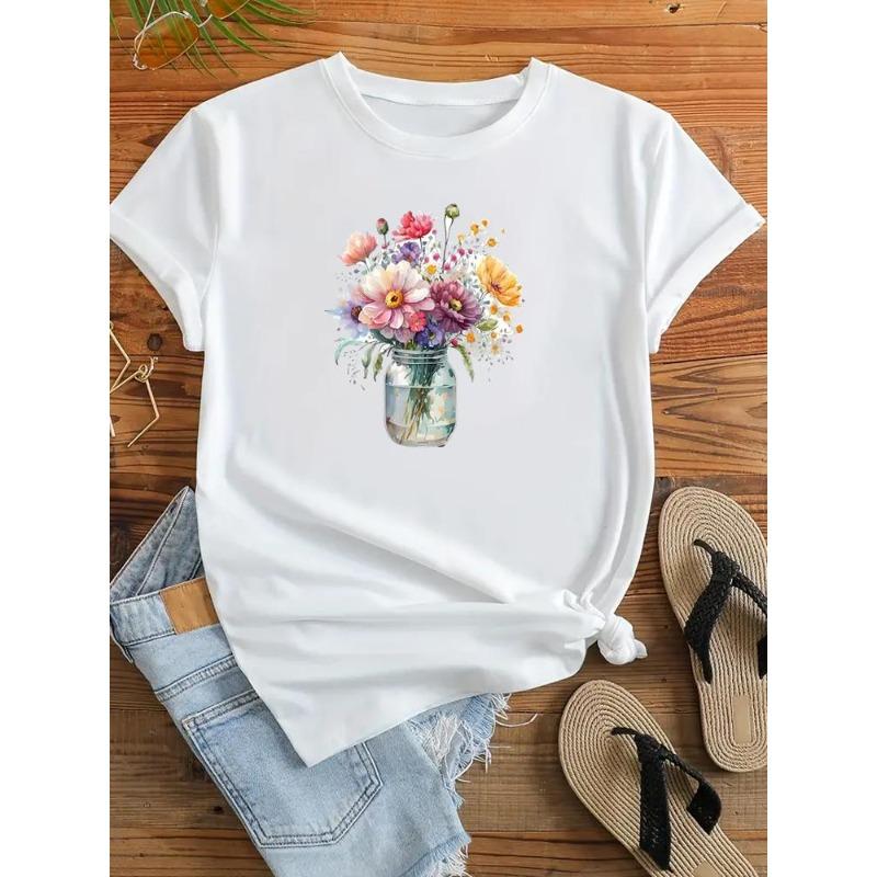 (European Size) 90s Clothing Casual Lovely Style Cute Trend Tshirt Women Short Sleeve Fashion Print Lady Tee Top Female Graphic T-shirts