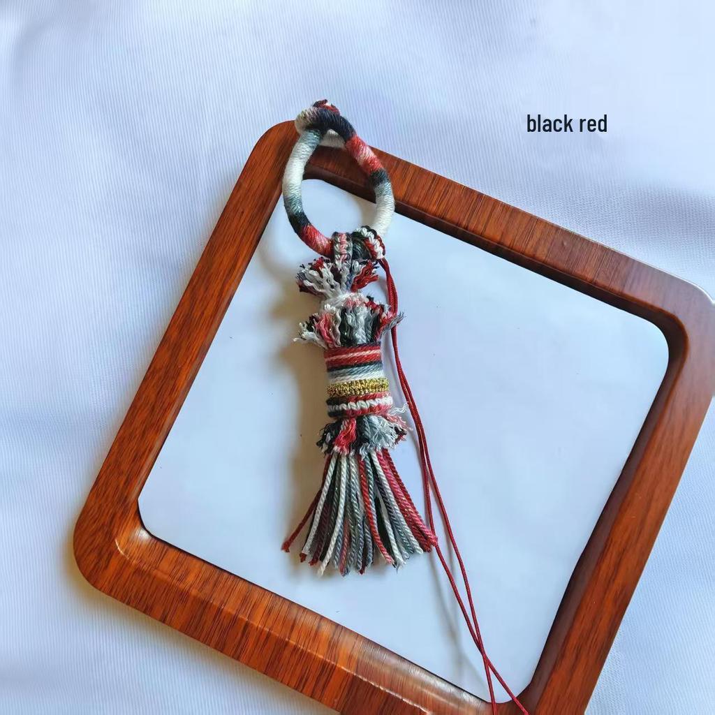 Tibetan Hand-Woven Gradient Cotton Tassel Ring for Hanging Bags and Vehicles