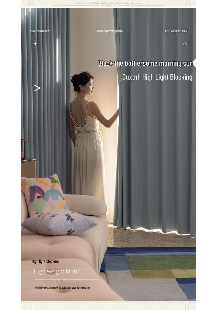 Elegant Double-Sided Cotton Linen Light-Blocking Curtains with Retro Design and Multiple Specifications