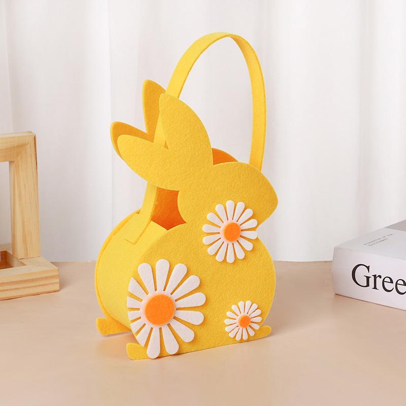 

Easter Bunny Basket Kids Candy Tote Bag Soft Felt Gift Storage Basket 2026 Easter Party Decoration Egg Hunt Game Props жёлтый