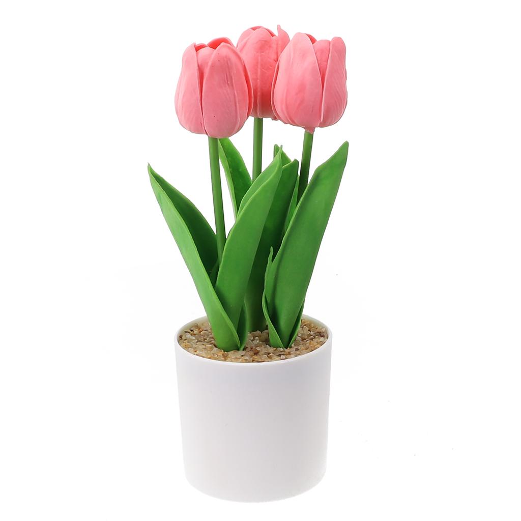 Artificial Tulip Flowers In Pot, Faux Potted Plants For Home, Office, Wedding, Party And Garden Decorations Potted Tulip Plants