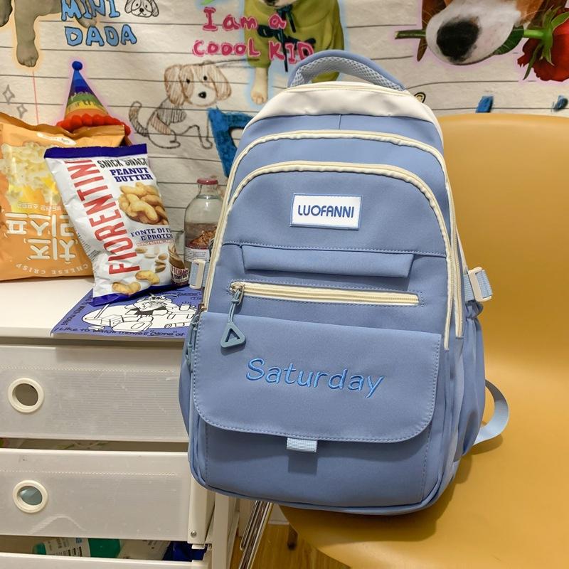 

Шкільний рюкзак для учениці середньої школи, жіночий, великої місткості, інс, для старшокласниці, Японія та Корея, простий, модний, трендовий рюкзак, для початкової школи Single pack синій