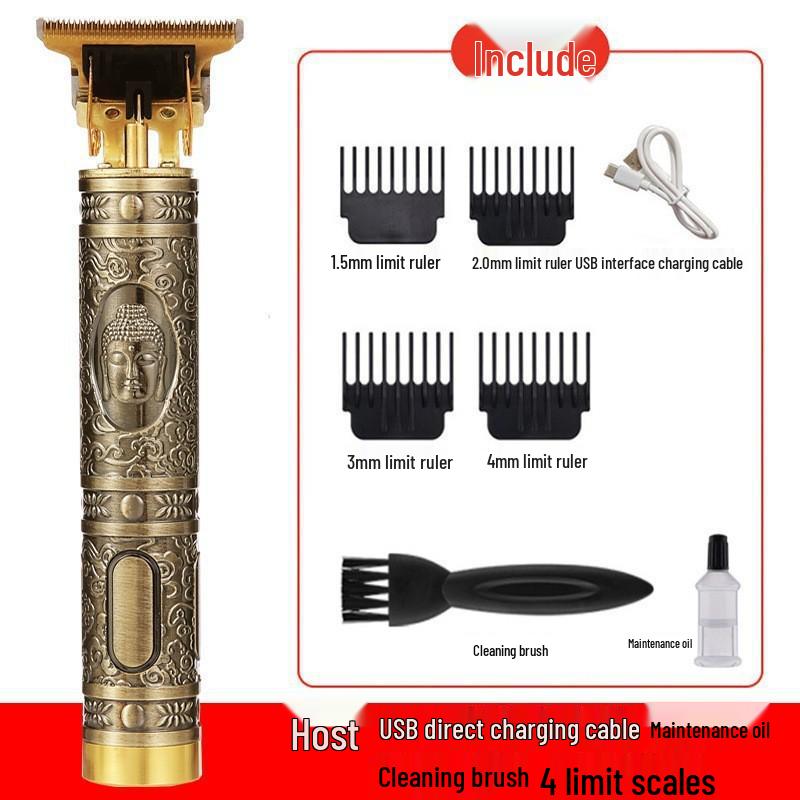 Professional Electric Hair Clipper for Barbers & Home: Precision Carving, Slicked Back Styles, Bald Head Trim.