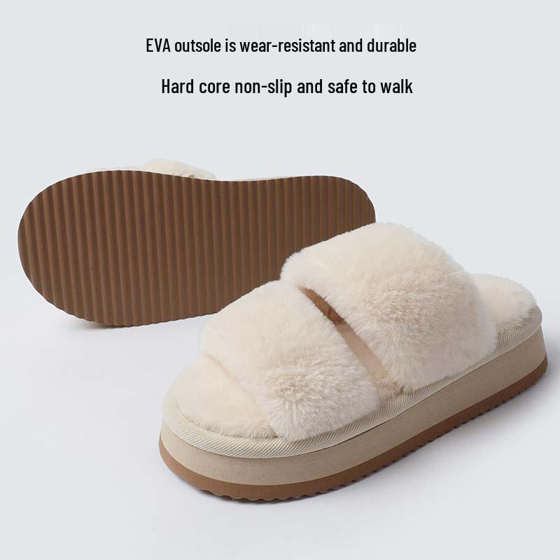 Damen Japanische Baumwollpantoffeln mit offenen Zehen für Herbst/Winter - Innen/Außen, Geräuschlos, Plüschig, Rutschfest, Fellartig.