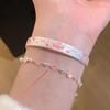 New Chinese Enamel Powder Peony Bracelet, New Fresh and Advanced Bracelet, National Style Versatile Light Luxury Style Jewelry