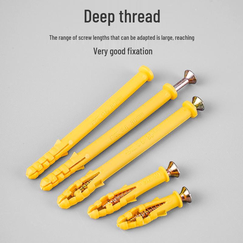 Little Yellow Croaker M6 Expansion Screw & Tube Set with Self-Tapping Screws, Wall Nails, Rubber Plugs, and Clips (6, 8, 10mm)