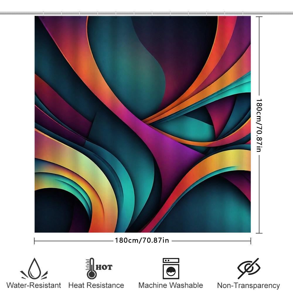 Modern Colorful Shower Curtain Abstract Design For Bathroom Decorations Blue Teal Orange Pink Purple Green Yellow Bath Mat Cover
