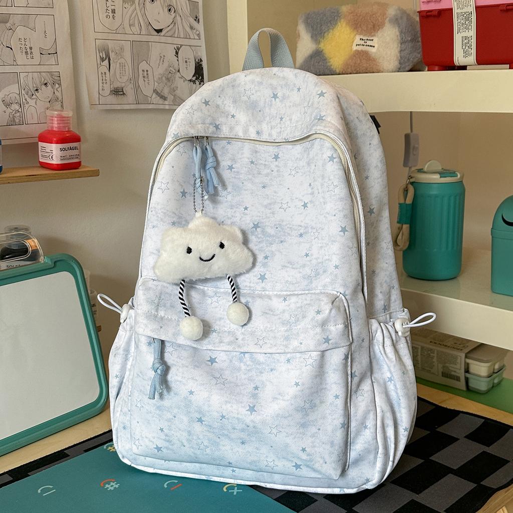 Schoolbag New Ins Wind Star Backpack Female Students Cute Large Capacity Schoolbag Junior High School Student Leisure Travel Backpack