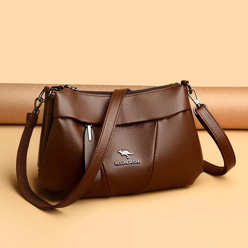High Quality Pu Leather Shoulder Crossbody Bags for Women Mother 2025 Luxury Handbags Women Messenger Hand Bag Two Layers Tote