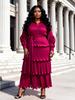 Miyake Elegant Plus Size Ruffle Pleated Dress for Women