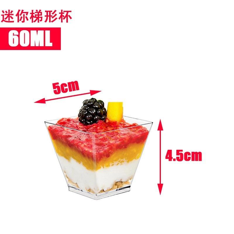 Disposable Plastic Mousse Cup Mini Ladder Shaped Pudding Dessert Cup for Hotel Party and Sweet Shop Disposable Plastic Cups 10pcs