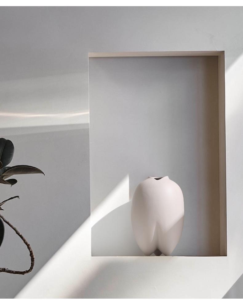 BSH Minimalist Big Belly Glazed Ceramic Vase for Home Decor