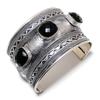 Black Spinel Gemstone Handmade Cuff 925 Srerling Silver Bracelet Adjustable