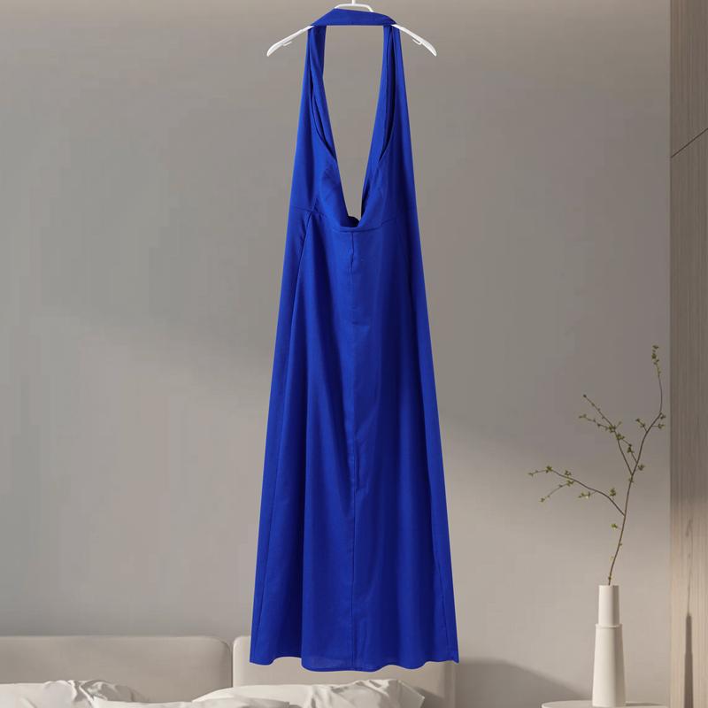 Сексуальное плиссированное женское длинное платье с глубоким V-образным вырезом — фото 8