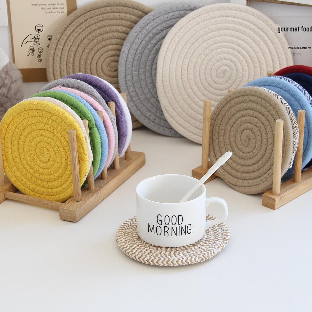 Handmade Nordic Style Heat-Resistant Cotton Rope Coasters – Thick Woven Placemats