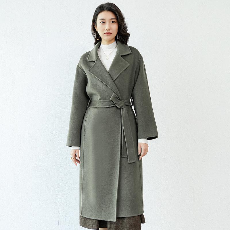 Jielan 2024 Autumn/Winter Women's Double-Sided 100% Wool Mid-Length Loose Coat