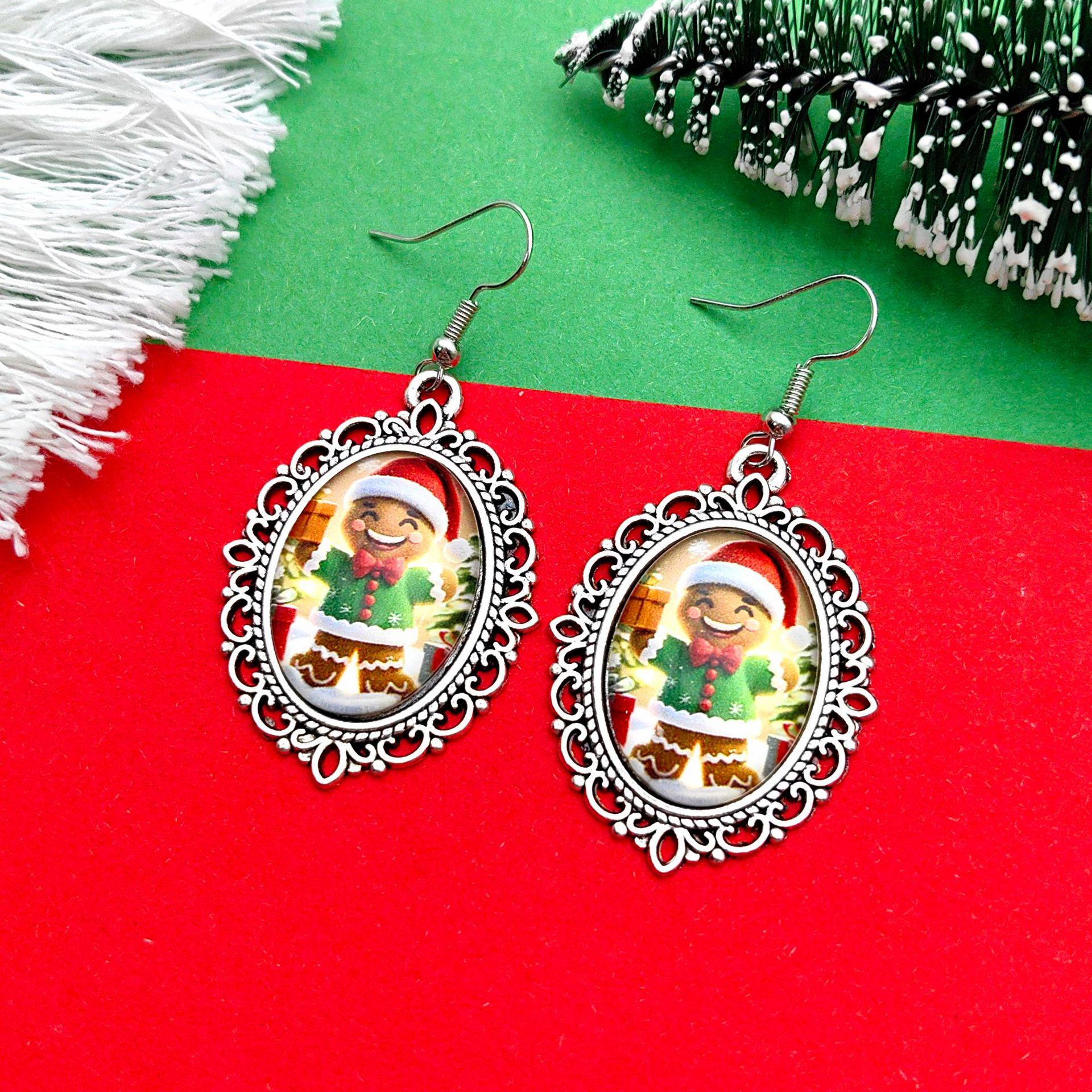 

Рождественские серьги в виде пряничного человечка - Креативные мультяшные подвески из сплава для женщин