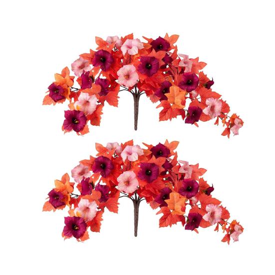 1/2Pcs Artificial Flower with Leaves 12 Fork UV Resistant Fake Plastic Flower Home Table Centerpiece Indoor Outdoor Faux Bloom Decoration