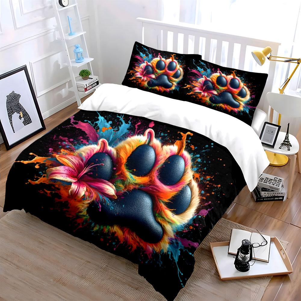 "Vivid pawprint explosion" Bedding sets Duvet covers Pillowcases(1* Duvet Cover 2* Pillowcases without duvet insert)