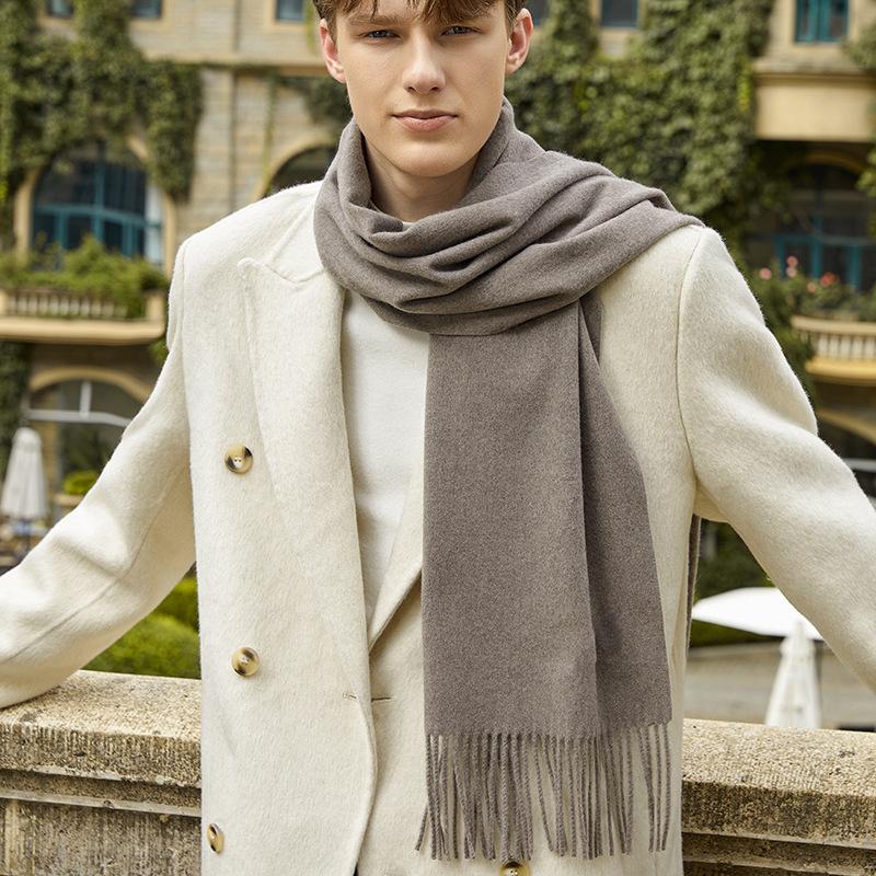 Men's Solid Color Scarf Autumn and Winter New Versatile Wool Scarf Korean Atmosphere Cashmere Scarf Women's Winter Warmth