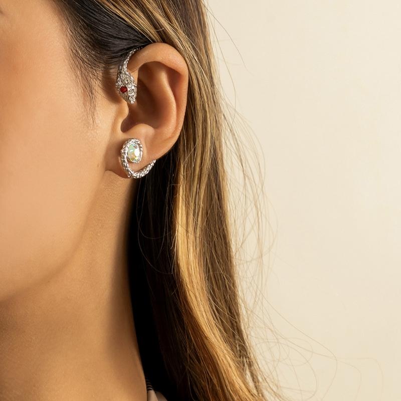Vintage Kristal Elf Kulağı Manşetleri Küpe Takı Oyuk Metal Yaprak Deliksiz Sallantılar Klipsli Küpeler Kadınlar İçin