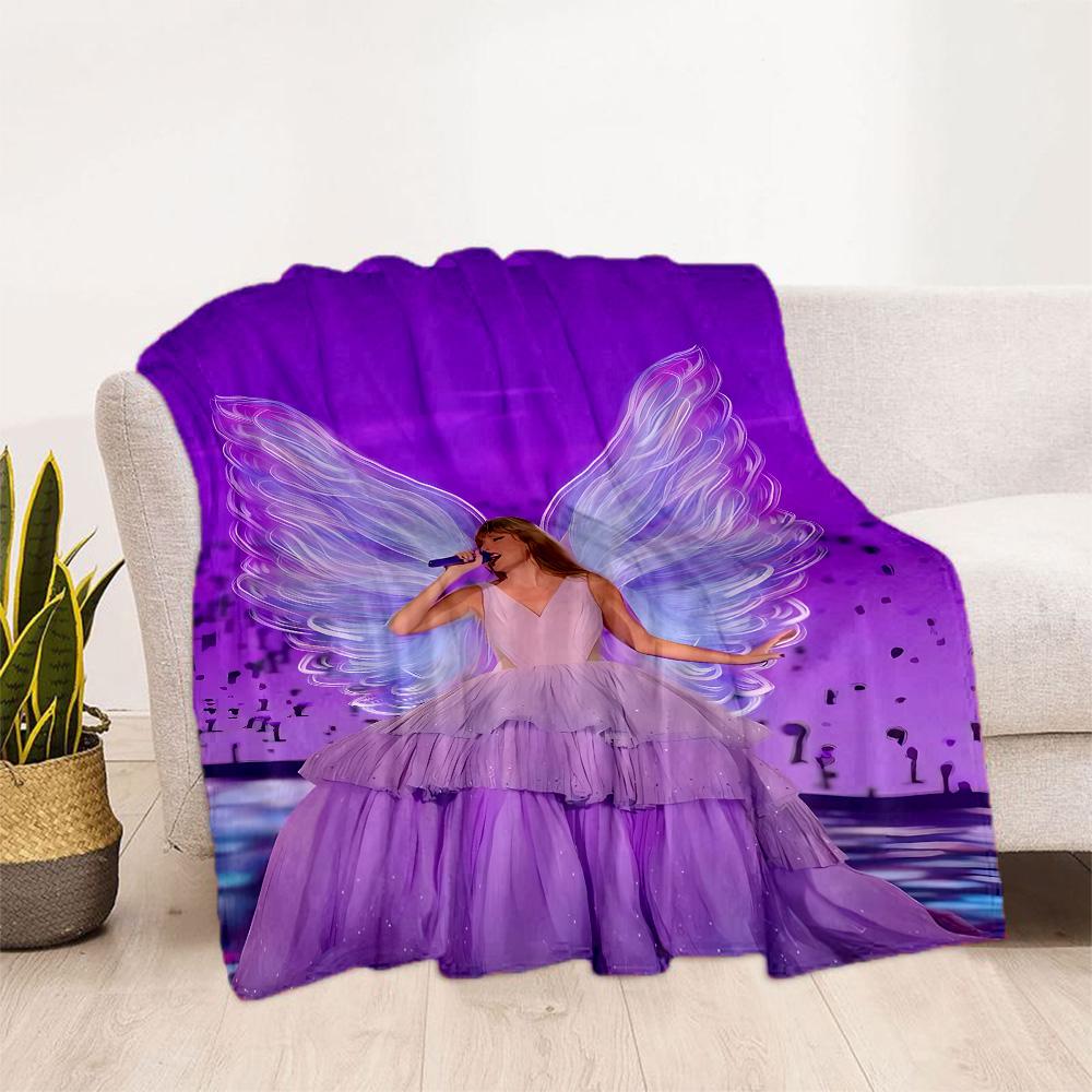 Angel In Purple Gown Flannel Blanket-Soft and Suitable for Sofas,Beds,Offices,Travel,All Seasons,Great Gift for Holidays and Birthdays.