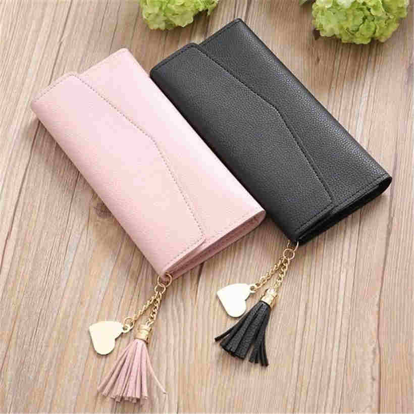 Fashion Long Lady Wallet with Large Capacity Tassel Coin Purse Card Holders Handbag