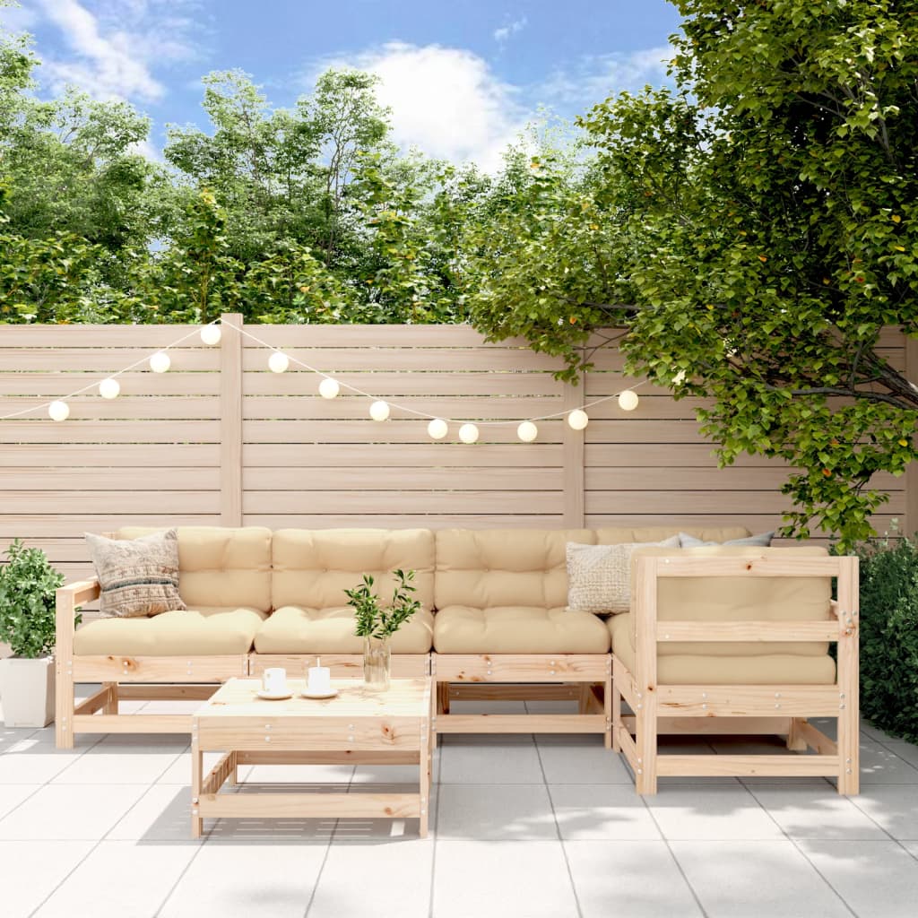 6 piece garden lounge set with cushions solid wood