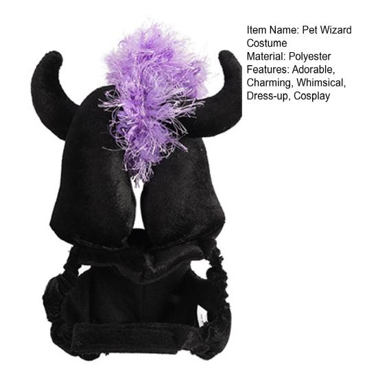 Pet Halloween Witch Costume Dog Wizard Cape Devil Horns Hat Set Pet Witch Cosplay Outfit for Cats Puppies
