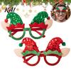 Decorative Elf Hat Eyewear Christmas Glasses with Sequin & Ears, Funny Party Reusable Photo Booth Prop for Kids Adults, Festive Holiday Costume