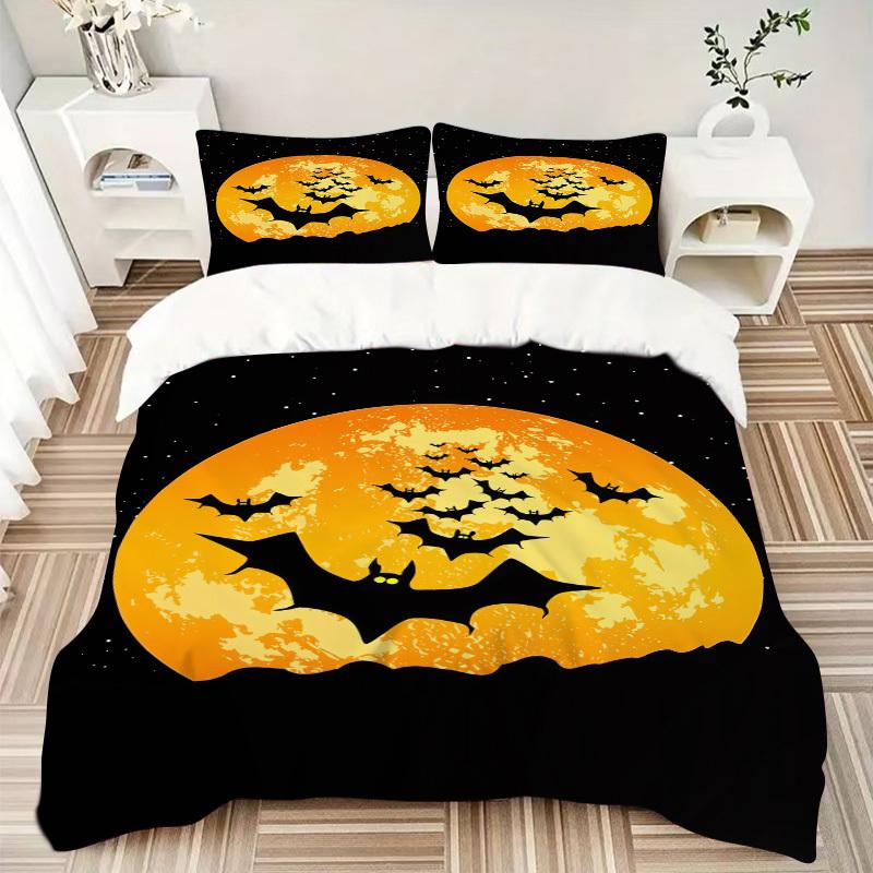 

3pcs Moon Bats Bedding Set Down Comforter Cover and Pillowcases, Suitable for All Seasons(No Insert)-0729082 135x200cm