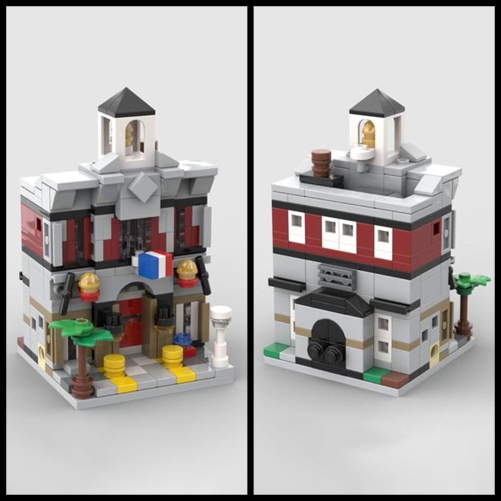 Urban Miniature Street View Fire Station MOC Building Blocks Set Small Fire Pump Truck Model Kids Puzzle Toy Boy's Birthday Gift