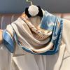 Spring/Summer 70*70cm Square Printing Scarf  New Retro House Wrap  for Women Soft Satin Imitation Silk Neck Scarf