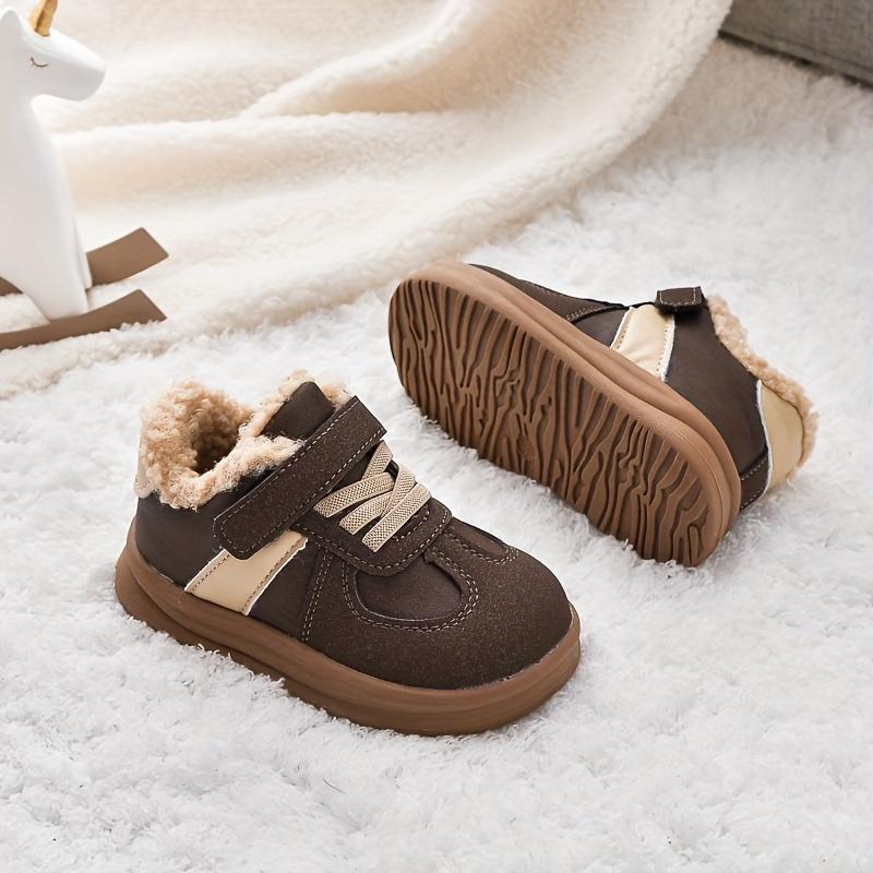 Adidași confortabili și stilați pentru copii cu închidere cu scai - Căptușeală caldă din pluș, Talpă durabilă din TPR, Perfecti pentru ținute casual de toamnă/iarnă